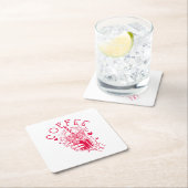 Red Hearts Skeleton Coffee Soulmate スクエアペーパーコースター (インサイチュ)