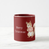 Red Hearts Squirrel Christmas マグカップ (中央)