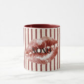 Red Hearts Stripes XOXO Kiss Lips マグカップ (中央)