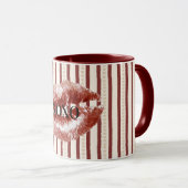 Red Hearts Stripes XOXO Kiss Lips マグカップ (正面右)