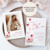 Red Hearts Valentine Bridal Shower Love in the Air 招待状