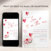 Red Hearts Valentine Bridal Shower Love in the Air 招待状