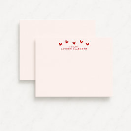 Red Hearts Valentine’s Day Note Card 招待状