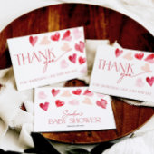 Red Hearts Valentines Day Baby Shower Thank You サンキューカード