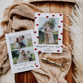 Red Hearts Valentine's Day Photo Holiday Card 招待状