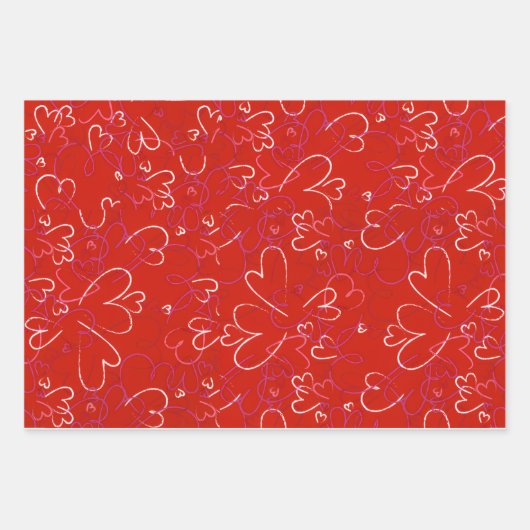 Red Hearts Wrapping Paper  ラッピングペーパーシート (正面)