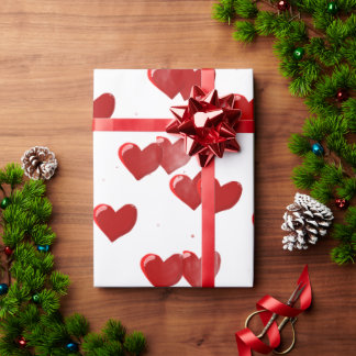 Red Hearts Wrapping Paper ラッピングペーパー