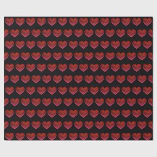 Red Hearts Wrapping Paper love valentines day ラッピングペーパー (シーム)