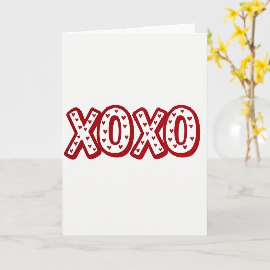 Red Hearts Xoxo Pattern Card カード (黄色い花)