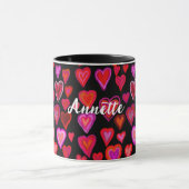 Red hearty design mug マグカップ (中央)