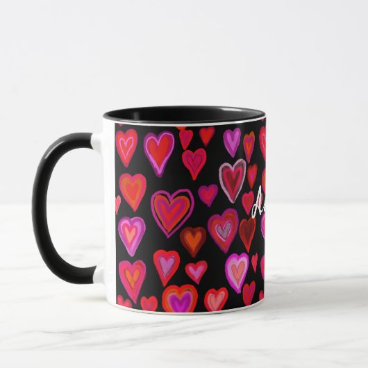 Red hearty design mug マグカップ (左)