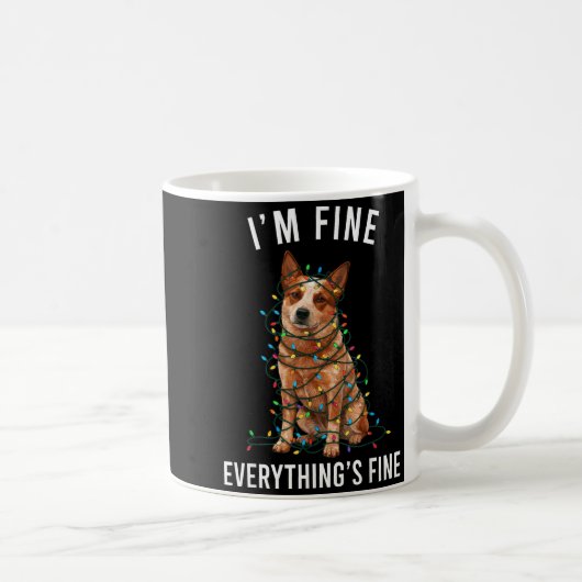 Red Heeler Christmas I'm Fine Everything Is Fine コーヒーマグカップ (右)