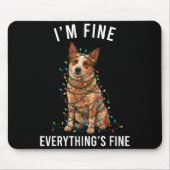 Red Heeler Christmas I'm Fine Everything Is Fine マウスパッド (正面)