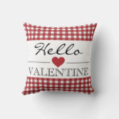 Red Hello Valentine Plaid Gingham クッション (裏面)