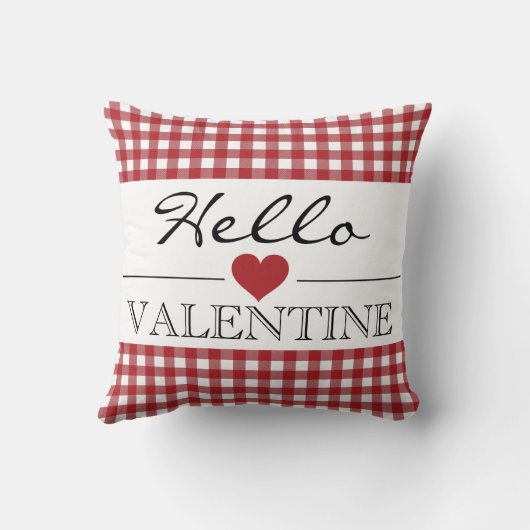 Red Hello Valentine Plaid Gingham クッション (裏面)