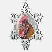 Red Hen Chicken Photo スノーフレークピューターオーナメント (右)