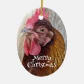 Red Hen Chicken Photo Holiday セラミックオーナメント (正面)