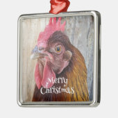 Red Hen Chicken Photo Holiday メタルオーナメント (左)