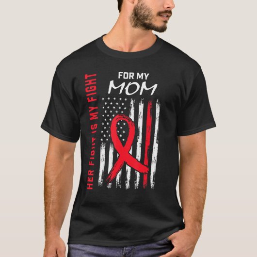 Red Her Fight is my Fight Mom Heart Disease Awaren Tシャツ (正面)