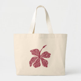 Red Hibiscus Floral ラージトートバッグ