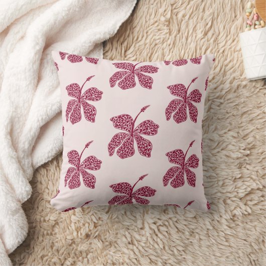 Red Hibiscus Floral Art  クッション (ブランケット)