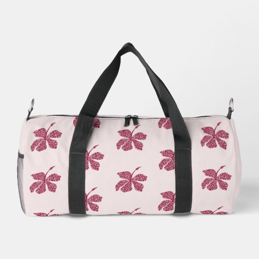 Red Hibiscus Floral Pattern  ダッフルバッグ (裏面)