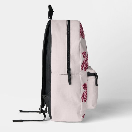 Red Hibiscus Floral Pattern  プリントバックパック (左)