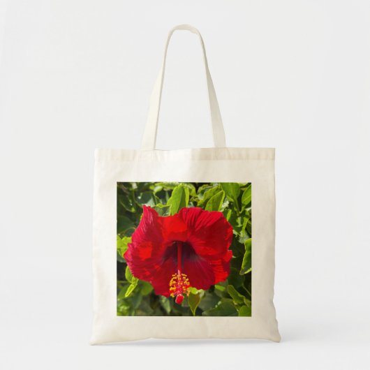 Red Hibiscus Flower – Tropical Nature Tote Bag トートバッグ (正面)