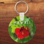 Red Hibiscus Hawaii Tropical Flower キーホルダー (正面)