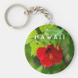 Red Hibiscus Hawaii Tropical Flower キーホルダー