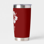 Red Hibiscus Tropical Script Name Design 保温保冷タンブラー (左面)