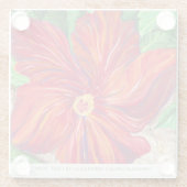 Red Hibiscus Vacation Home Glass Coaster ガラスコースター (裏面)