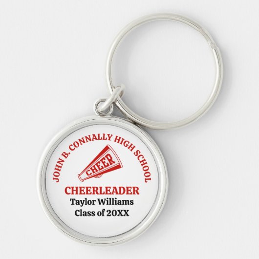 Red High School Cheerleader Personalized キーホルダー (正面)