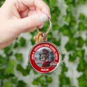 Red High School Football Player Photo キーホルダー (手)