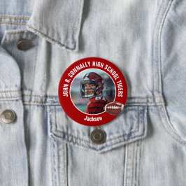 Red High School Football Player Photo Large Brag 缶バッジ