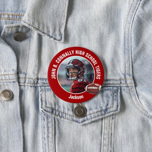 Red High School Football Player Photo Large Brag 缶バッジ (インサイチュ)