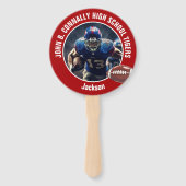 Red High School Football Player Photo Parent ハンドファン (裏面)