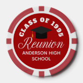 Red High School Reunion Personalized Party ポーカーチップ (正面)