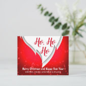 Red Ho Ho Christmas & New Year Photo Greetings シーズンポストカード (スタンド正面)