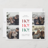Red Ho Ho Ho Funny Christmas Family Kids Photo シーズンカード (正面)
