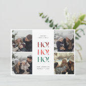 Red Ho Ho Ho Funny Christmas Family Kids Photo シーズンカード (スタンド正面)