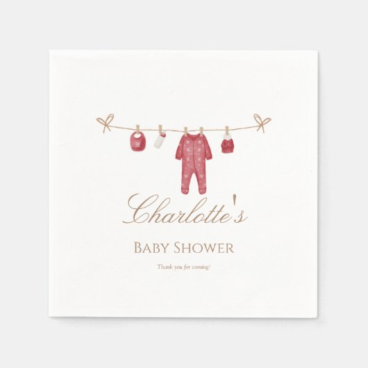 Red Holiday Baby Shower Napkin for Baby Boy スタンダードカクテルナプキン (正面)