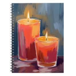 Red Holiday Candles Watercolor Holiday ノートブック