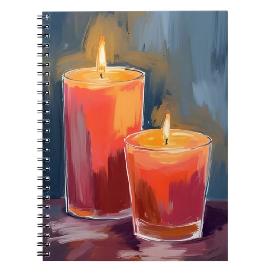 Red Holiday Candles Watercolor Holiday ノートブック (正面)