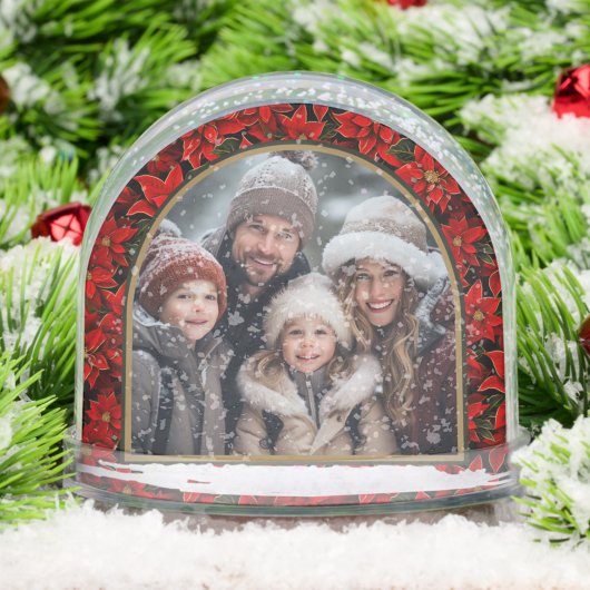 Red Holiday Christmas Poinsettias Custom Photo