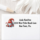 Red Holiday Gnome Return Address Label ラベル (インサイチュ)