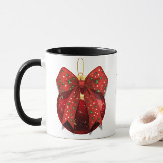 Red Holiday Ornament with Bow  マグカップ