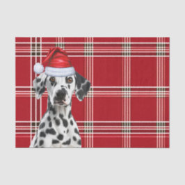 Red Holiday Plaid Christmas Dalmatian Dog Lover 薄葉紙