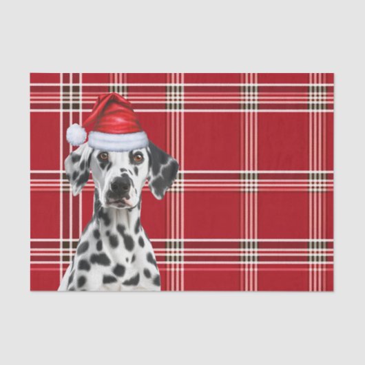 Red Holiday Plaid Christmas Dalmatian Dog Lover 薄葉紙 (正面)