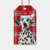 Red Holiday Plaid Dalmatian Dog Christmas ギフトタグ (正面)